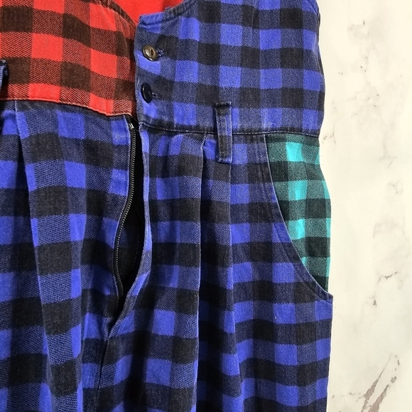 Vintage Jumpsuit Womens Small Medium 90s Gingham Checkered Slouchy Gaucho Tank - Picture 4 of 13